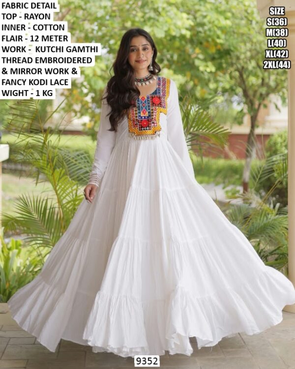 Rayon Flared Gown With Kutch Embroidery
