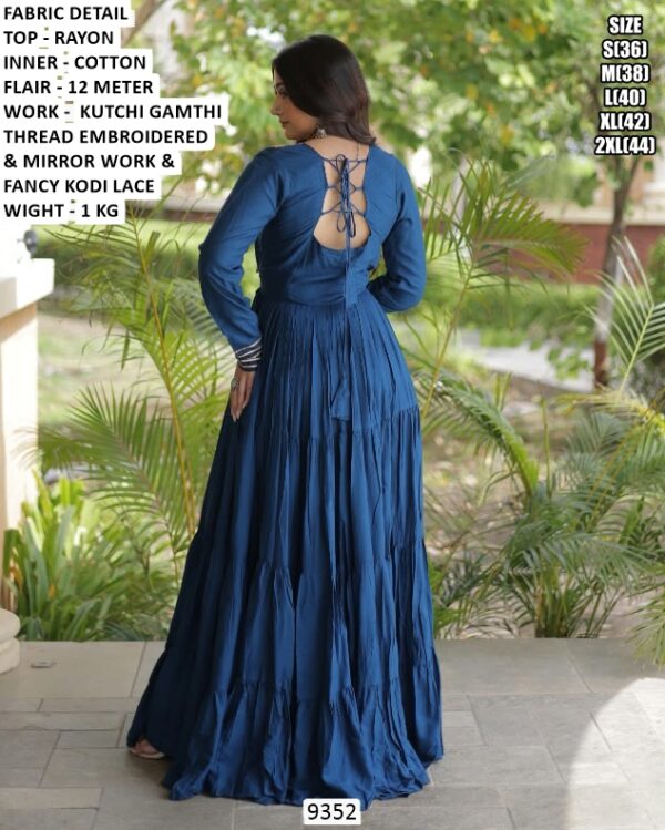 Rayon Flared Gown With Kutch Embroidery