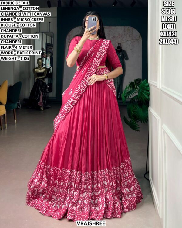 Cotton Chanderi Lehenga Choli With Batik Print