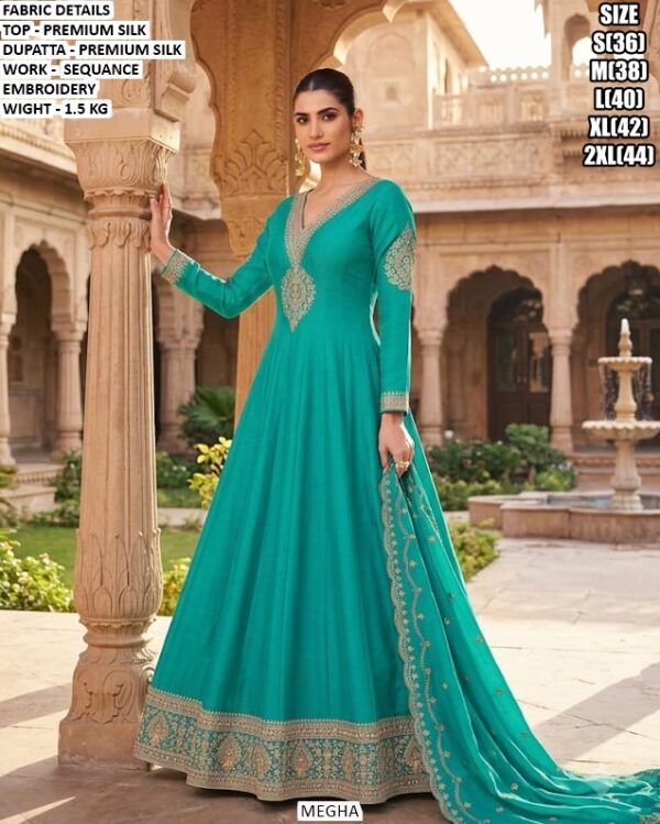 Designer Silk Gown With Matching Dupatta