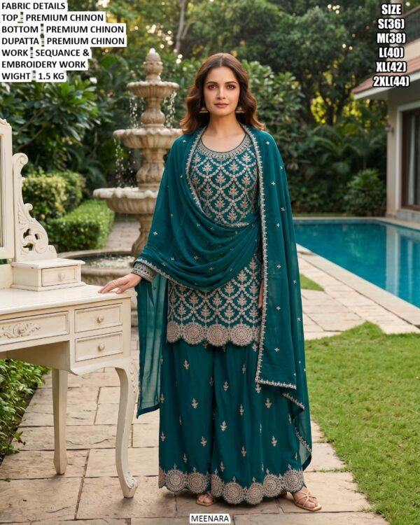 Premium Chinon Kurti And Palazzo Outfit