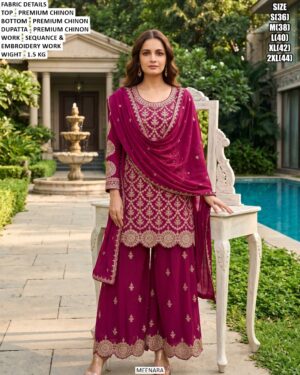 Premium Chinon Kurti And Palazzo Outfit
