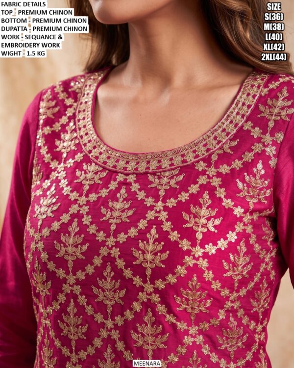 Premium Chinon Kurti And Palazzo Outfit