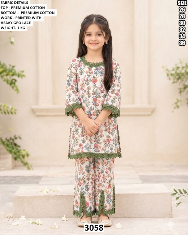Girls Premium Cotton Printed Top And Pant Set