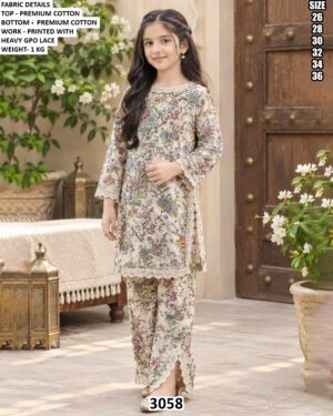 Girls Premium Cotton Printed Top And Pant Set