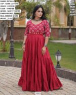 Women’s Kora Cotton Mirror Work Anarkali Gown