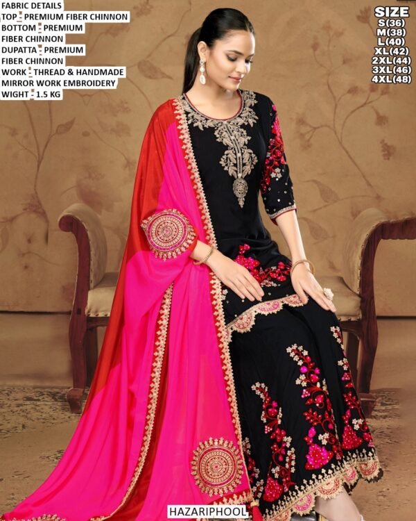 Handmade Mirror Work Kurti With Sharara