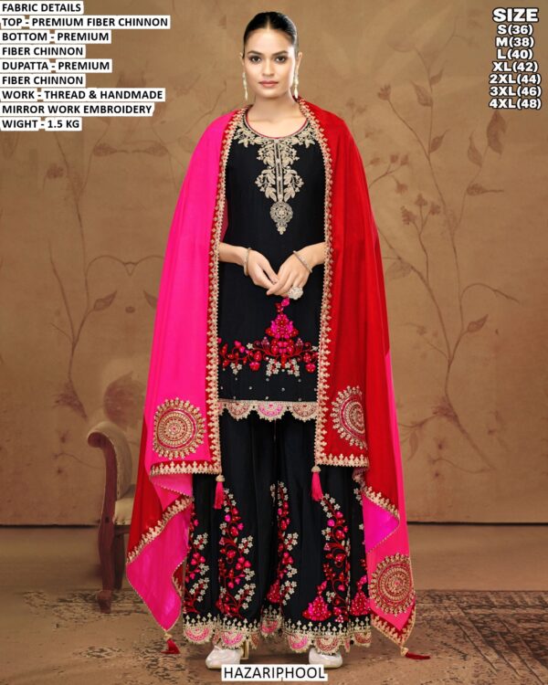 Handmade Mirror Work Kurti With Sharara