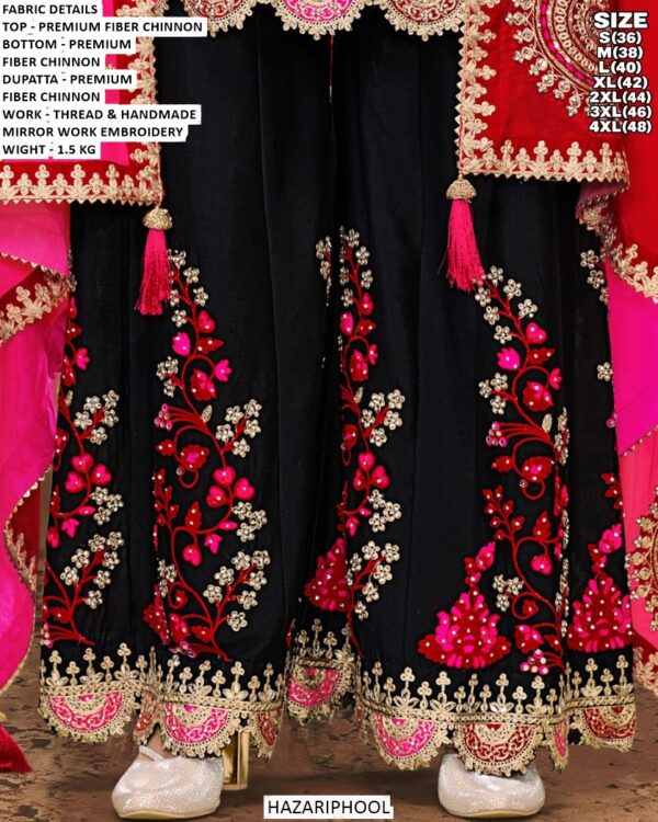 Handmade Mirror Work Kurti With Sharara