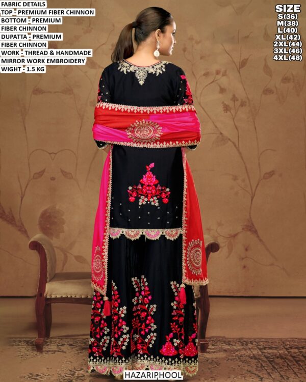 Handmade Mirror Work Kurti With Sharara