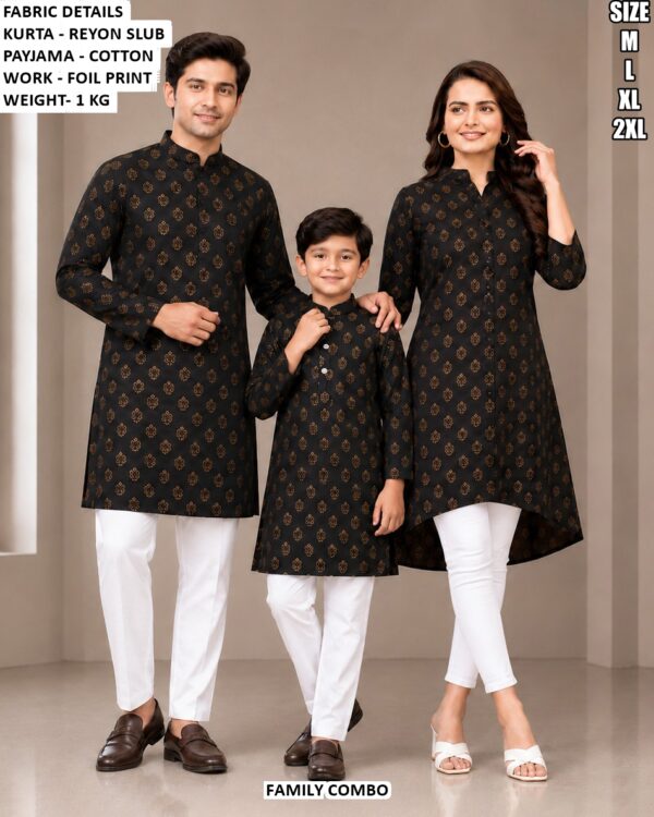 Foil Printed Family Celebration Clothing Set