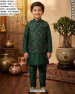 Boys Silk Kurta Pajama With Jacquard Koti