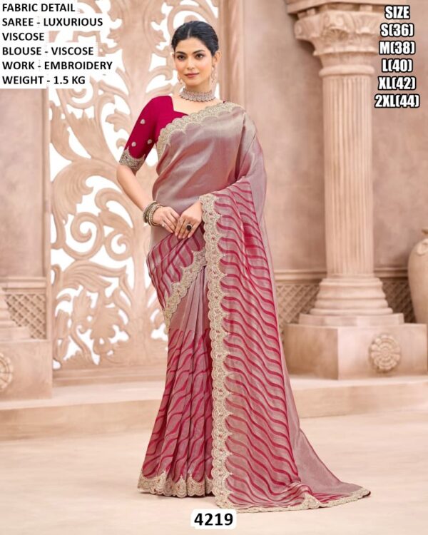 Luxurious Viscose Saree With Embroidered Border