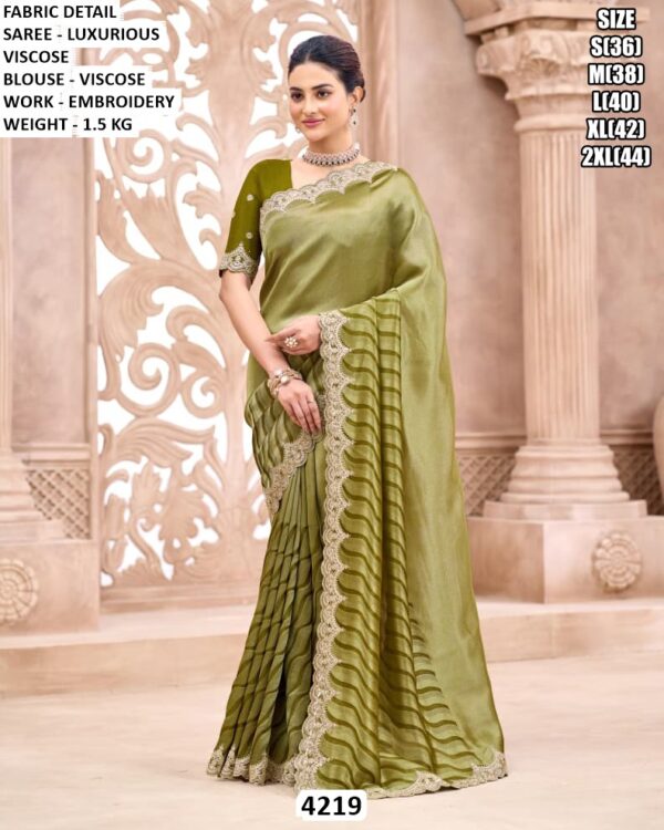 Luxurious Viscose Saree With Embroidered Border