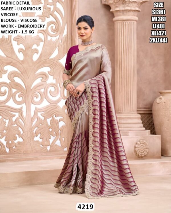 Luxurious Viscose Saree With Embroidered Border