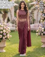 Designer Saree With Stylish Beads Work Detail