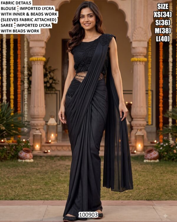 Party Wear Lycra Saree With Fancy Blouse