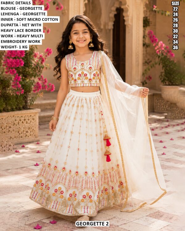 Floral Work Girls Lehenga With Net Dupatta