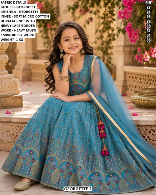 Floral Work Girls Lehenga With Net Dupatta