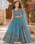 Floral Work Girls Lehenga With Net Dupatta