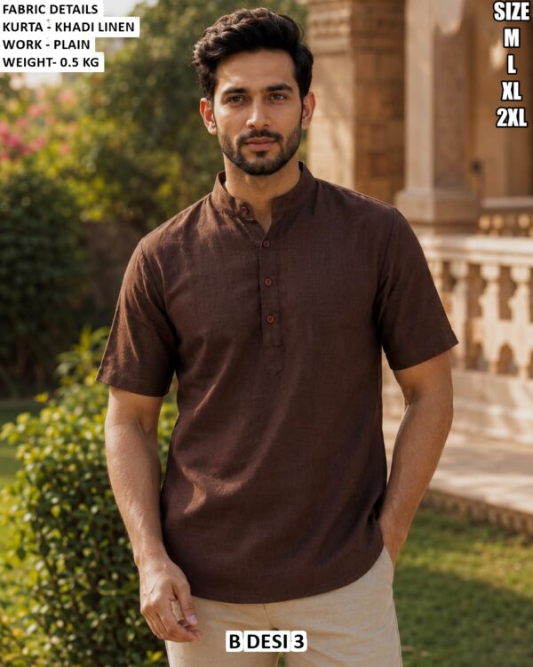 Smart Half Sleeve Ethnic Kurta For Men
