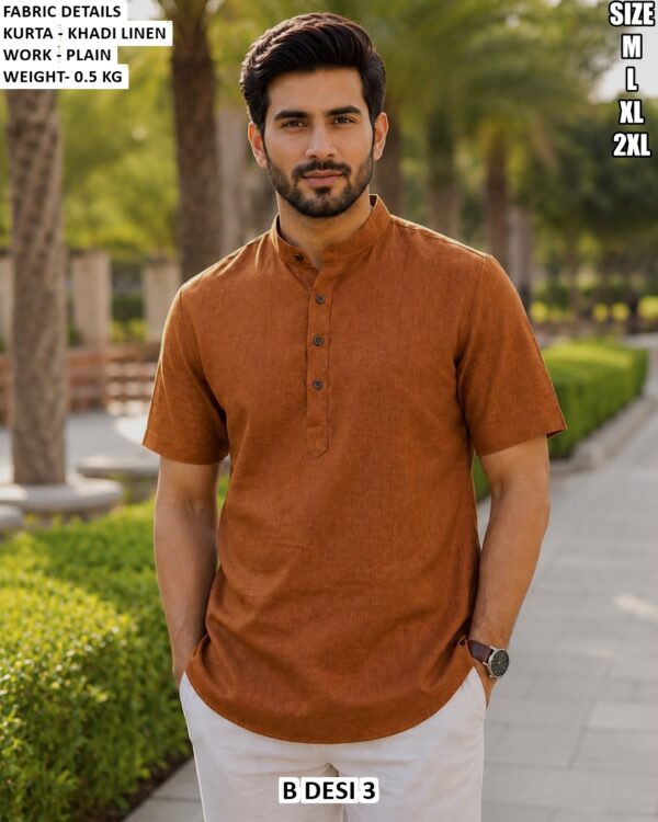 Smart Half Sleeve Ethnic Kurta For Men