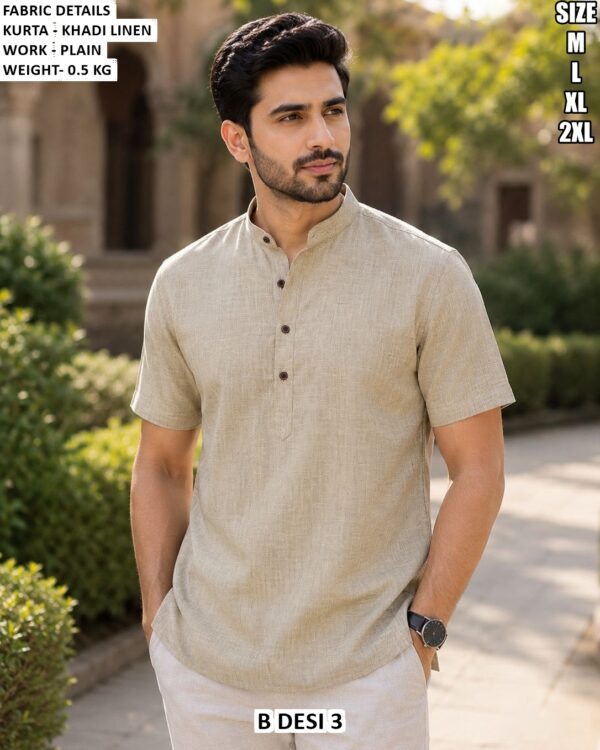 Smart Half Sleeve Ethnic Kurta For Men