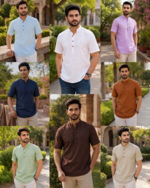 Smart Half Sleeve Ethnic Kurta For Men