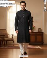 Festive Mens Kurta With Fine Schiffli Detail