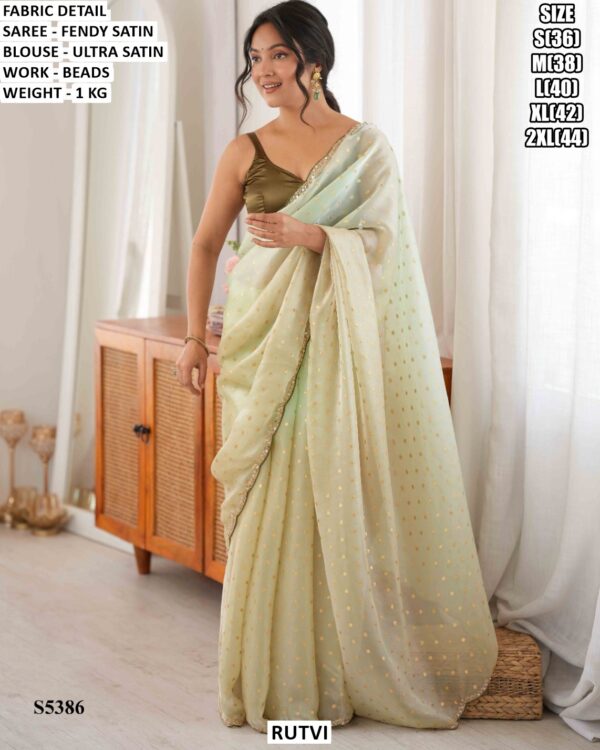 Fendy Satin Saree With Beads Work And Blouse