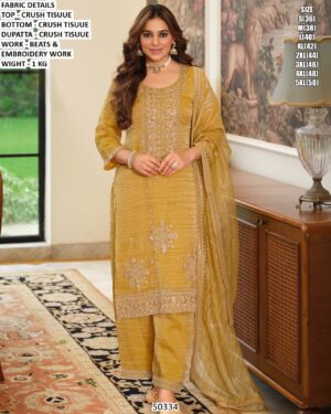 Premium Beads Work Crush Tissue Salwar Suit