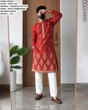 Royal Silk Kurta Pajama With Embroidery Work