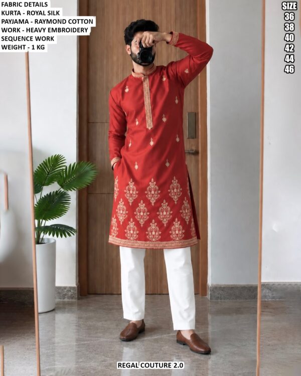 Royal Silk Kurta Pajama With Embroidery Work