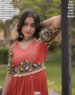 Embroidered Flared Rayon Gown For Women
