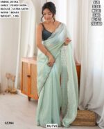 Fendy Satin Saree With Beads Work And Blouse