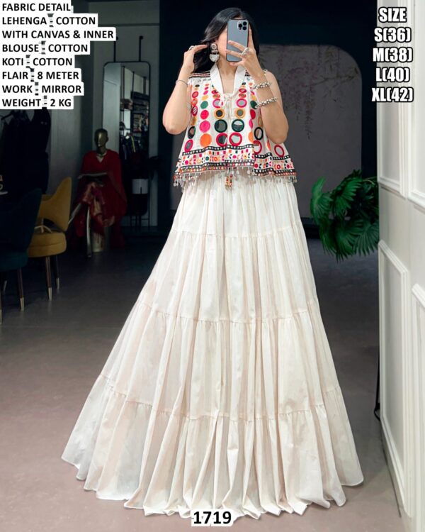 Cotton Lehenga Choli With Designer Mirror Work Koti