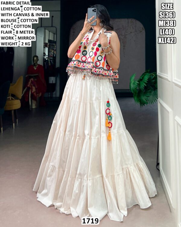 Cotton Lehenga Choli With Designer Mirror Work Koti