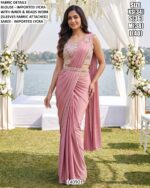 Party Wear Lycra Saree With Embellished Blouse