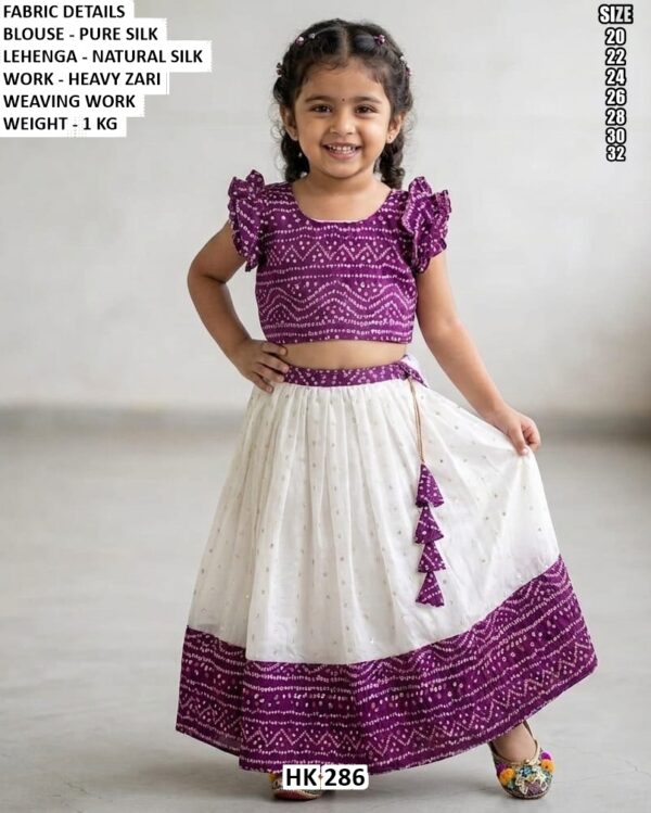 Girls Pure Silk Blouse With Designer Lehenga