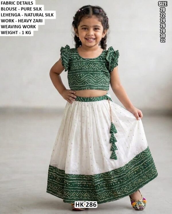 Girls Pure Silk Blouse With Designer Lehenga