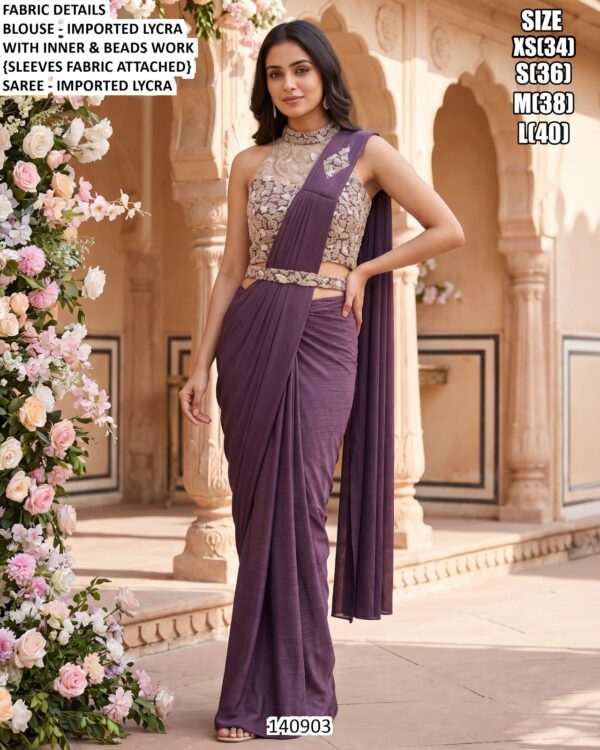 Imported Lycra Saree With Blouse For Women