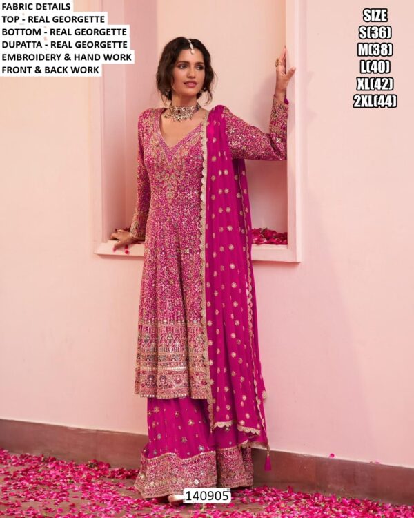 Designer Georgette Suit With Hand Work And Dupatta