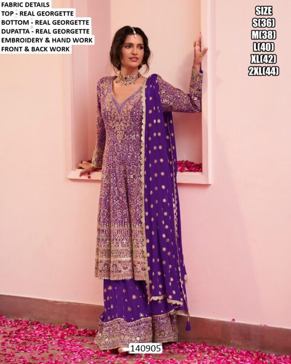 Designer Georgette Suit With Hand Work And Dupatta