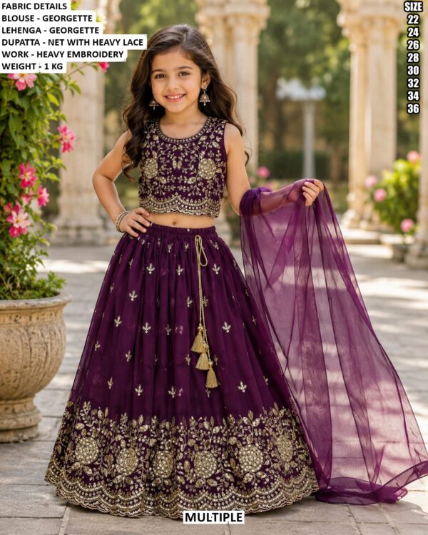 Festive Wear Embroidered Lehenga Choli For Girls