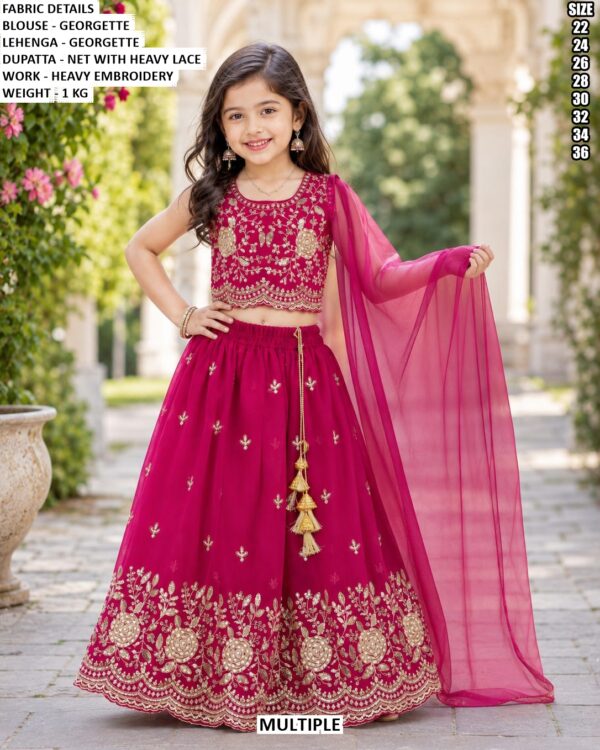 Festive Wear Embroidered Lehenga Choli For Girls