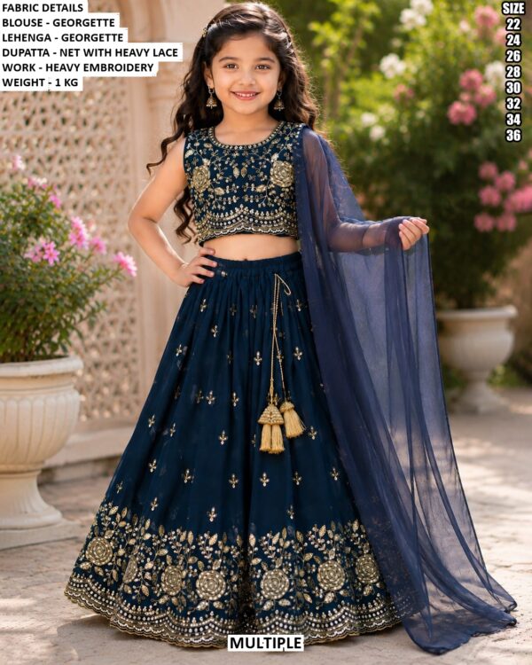 Festive Wear Embroidered Lehenga Choli For Girls