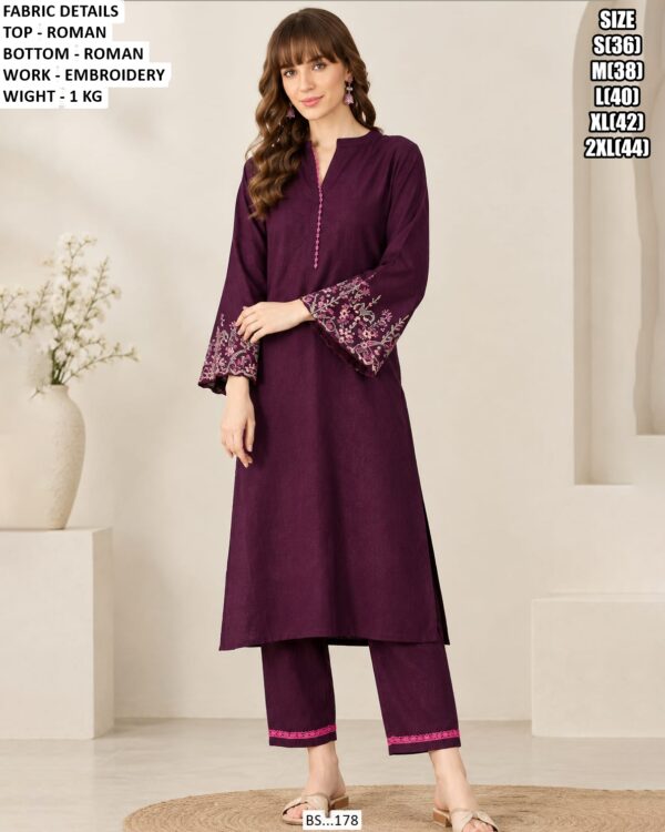 Stylish Roman Kurta With Matching Bottom
