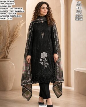 Traditional Roman Silk Suit With Detailed Embroidery