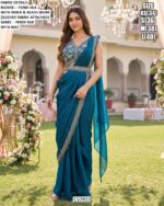 Fendi Silk Saree With Designer Beads Work Blouse