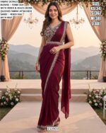 Fendi Silk Saree With Designer Beads Work Blouse